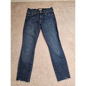 Mother Looker Ankle Fray Jeans Girl Crush Dark Wash Skinny 26